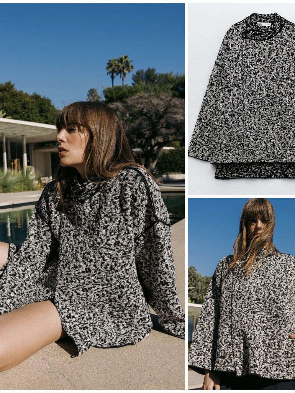 ZARA ~ Crossover Knit Coat / Poncho Sweater